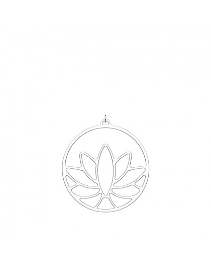 Pendentif Georgettes Lotus rond 45mm argenté