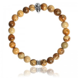 Bracelet Pierres naturelles Jasper Picture Skull