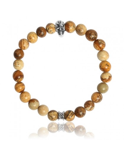 Bracelet Pierres naturelles Jasper Picture Skull