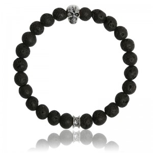 Bracelet Pierres naturelles Pierre de lave Skull