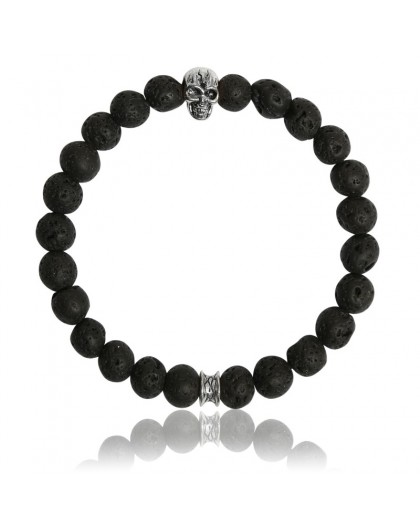 Bracelet Pierres naturelles Pierre de lave Skull