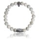 Bracelet Pierres naturelles howlite blanche Skull