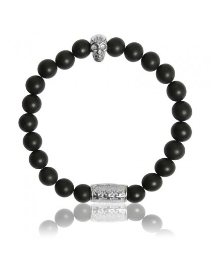 Bracelet Pierres naturelles onyx noir Skull