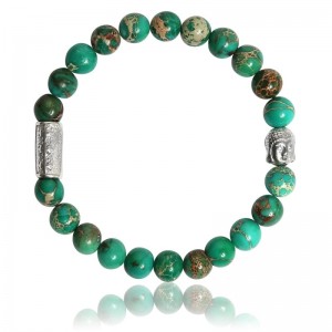 Bracelet Pierres naturelles Jaspe de mer verte Buddha