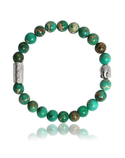 Bracelet Pierres naturelles Jaspe de mer verte Buddha