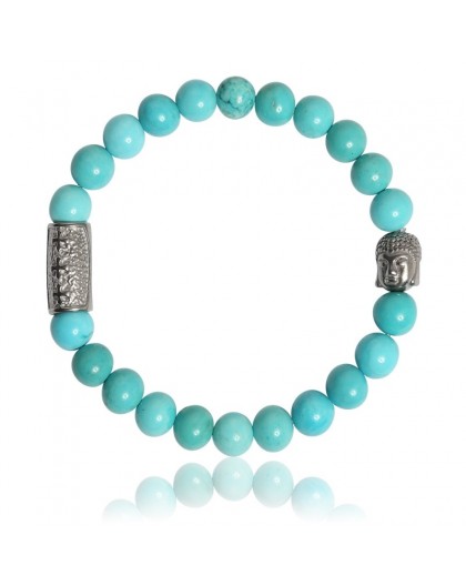 Bracelet Pierres naturelles Turquoise bleue Buddha