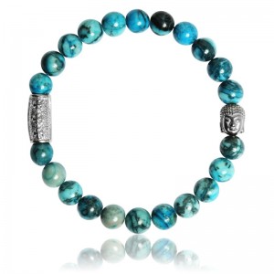 Bracelet Pierres naturelles Map stone bleue Buddha