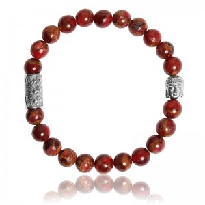 Bracelet Pierres naturelles Jaspe rouge Buddha