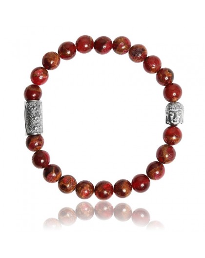 Bracelet Pierres naturelles Jaspe rouge Buddha