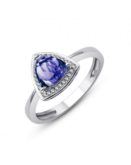 Bague Or gris Tanzanite entourage Diamants