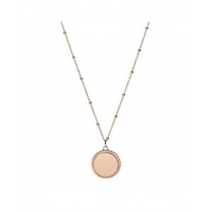 Collier Fossil JF03332791 médaille rosé gravable