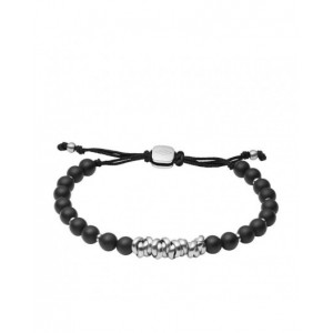 Bracelet Fossil JF03677040 perles noires homme