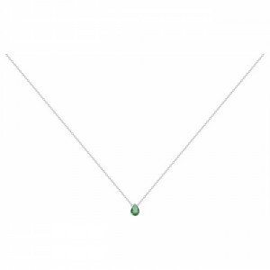 Collier argent solitaire oxyde de zirconium vert