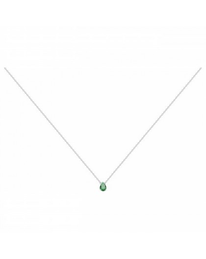 Collier argent solitaire oxyde de zirconium vert