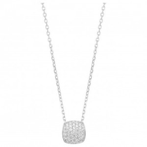 Collier argent oxyde Zirconium boule pavée