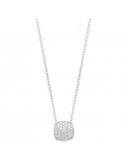 Collier argent oxyde Zirconium boule pavée