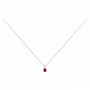 Collier argent oxyde de zirconium rouge