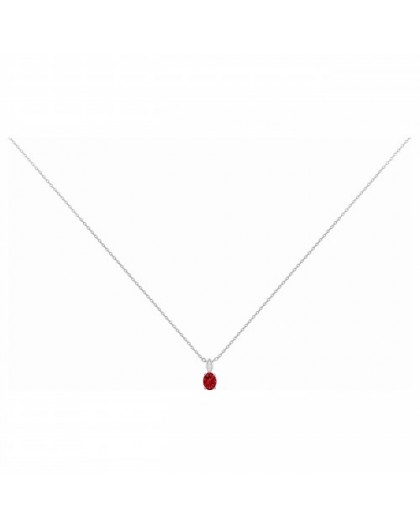 Collier argent oxyde de zirconium rouge