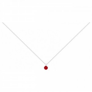 Collier argent solitaire oxyde de zirconium rouge