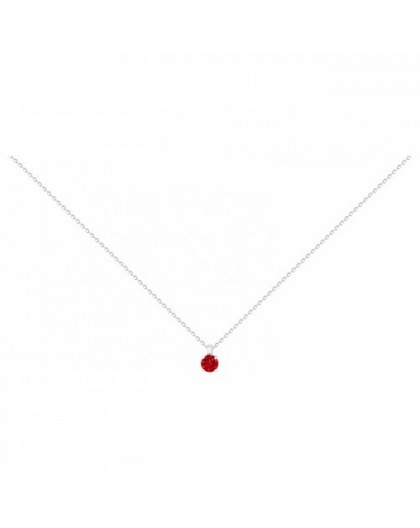 Collier argent solitaire oxyde de zirconium rouge