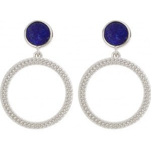 Boucles argent Saunier Lapis lazuli cercles perlés