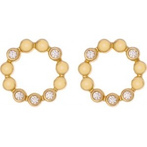 Boucles plaqué or Saunier cercle florale oxydes