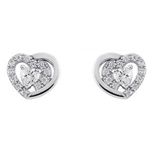 Boucles argent Saunier Coeurs oxydes