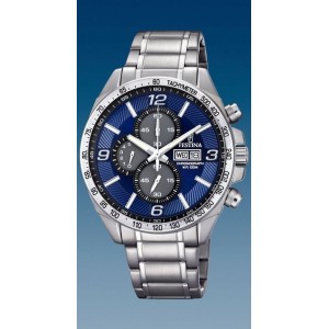 Montre Festina homme F6861-3 acier fond bleu