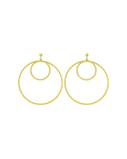 Boucles plaqué or Saunier double cercles twistés