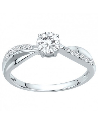 Bague Argent solitaire accompagné oxydes