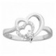 Bague Argent double coeur oxydes