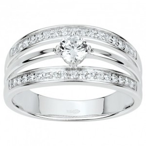 Bague Argent triple rang oxydes zirconium