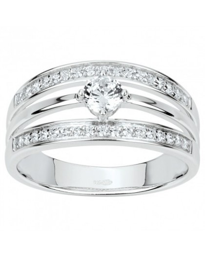 Bague Argent triple rang oxydes zirconium