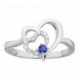 Bague Argent coeur oxyde bleu et blancs