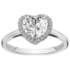 Bague Argent coeur entourage oxydes zirconium