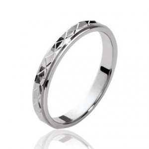 Alliance argent 2mm finition diamantée croisé