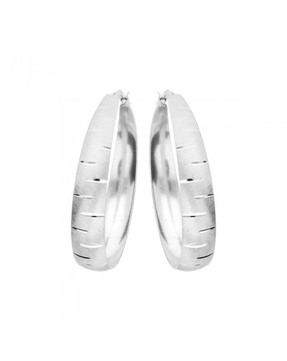 Créoles argent effet bombé ciselé grand modèle 33mm