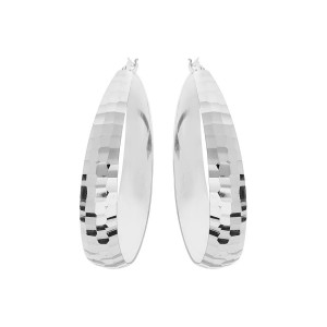 Créoles argent effet bombé martelé grand modèle 33mm