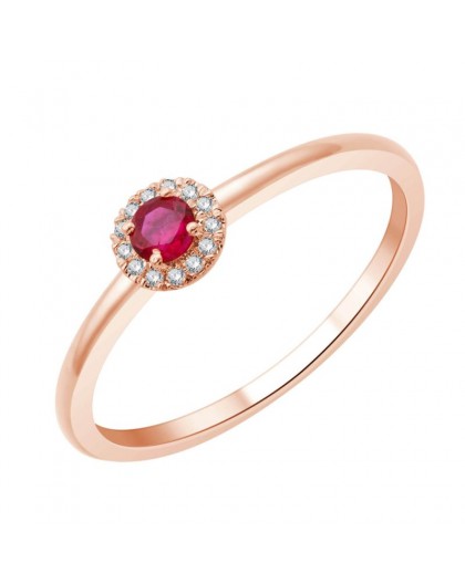 Bague Rubis or rose et Diamants modèle Georgia