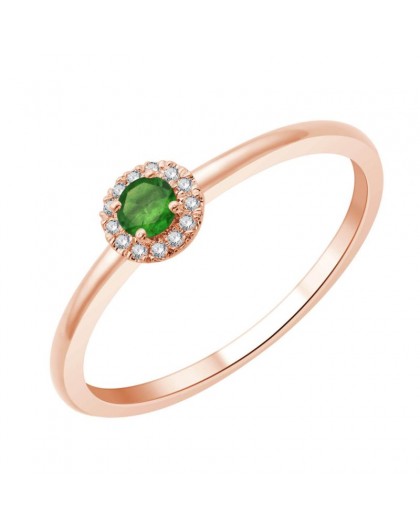 Bague Emeraude or rose et Diamants modèle Georgia