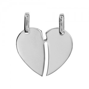 Pendentif argent coeur sécable moderne