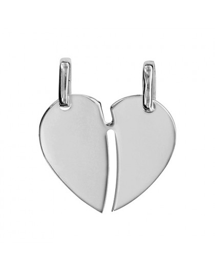 Pendentif argent coeur sécable moderne