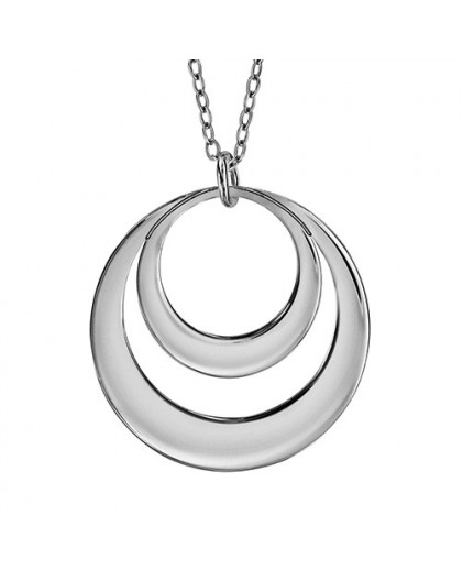 Collier Argent double cercles gravables