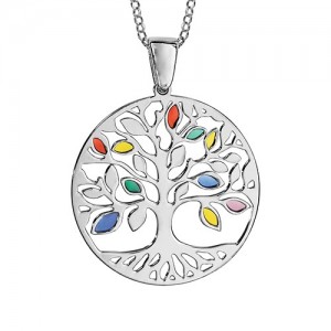 Collier Argent Arbre de vie émail coloré