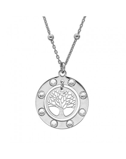 Collier Argent Arbre de vie petite médaille oxydes