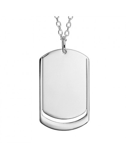 Collier Argent Plaque gravable 2 prénoms