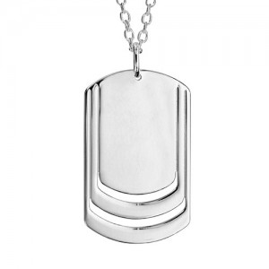 Collier Argent Plaque gravable 3 prénoms