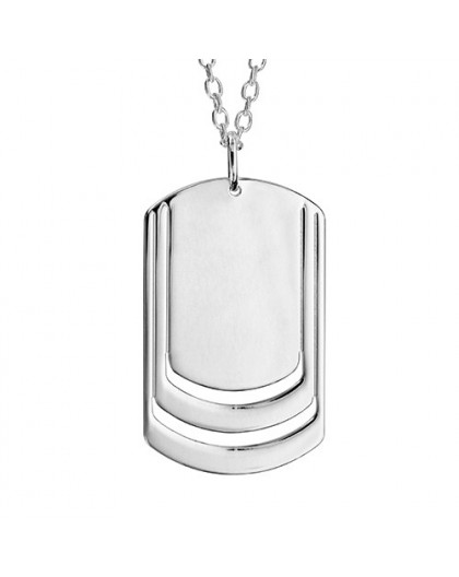 Collier Argent Plaque gravable 3 prénoms