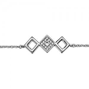 Bracelet argent motif losange oxydes