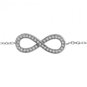 Bracelet argent motif infini oxydes grand modèle